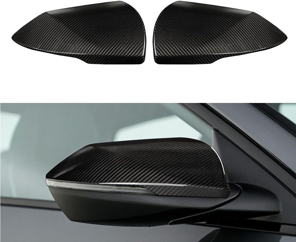 JSWAN 2pcs Glossy Carbon Fiber Door Side Mirror Cover Fit for for Hyundai Elantra N Line CN7 Hybrid (2024 2025 2026 up) Rearview Mirror Guard Cover Rear View Mirror Shell Cap Exterior Accessories