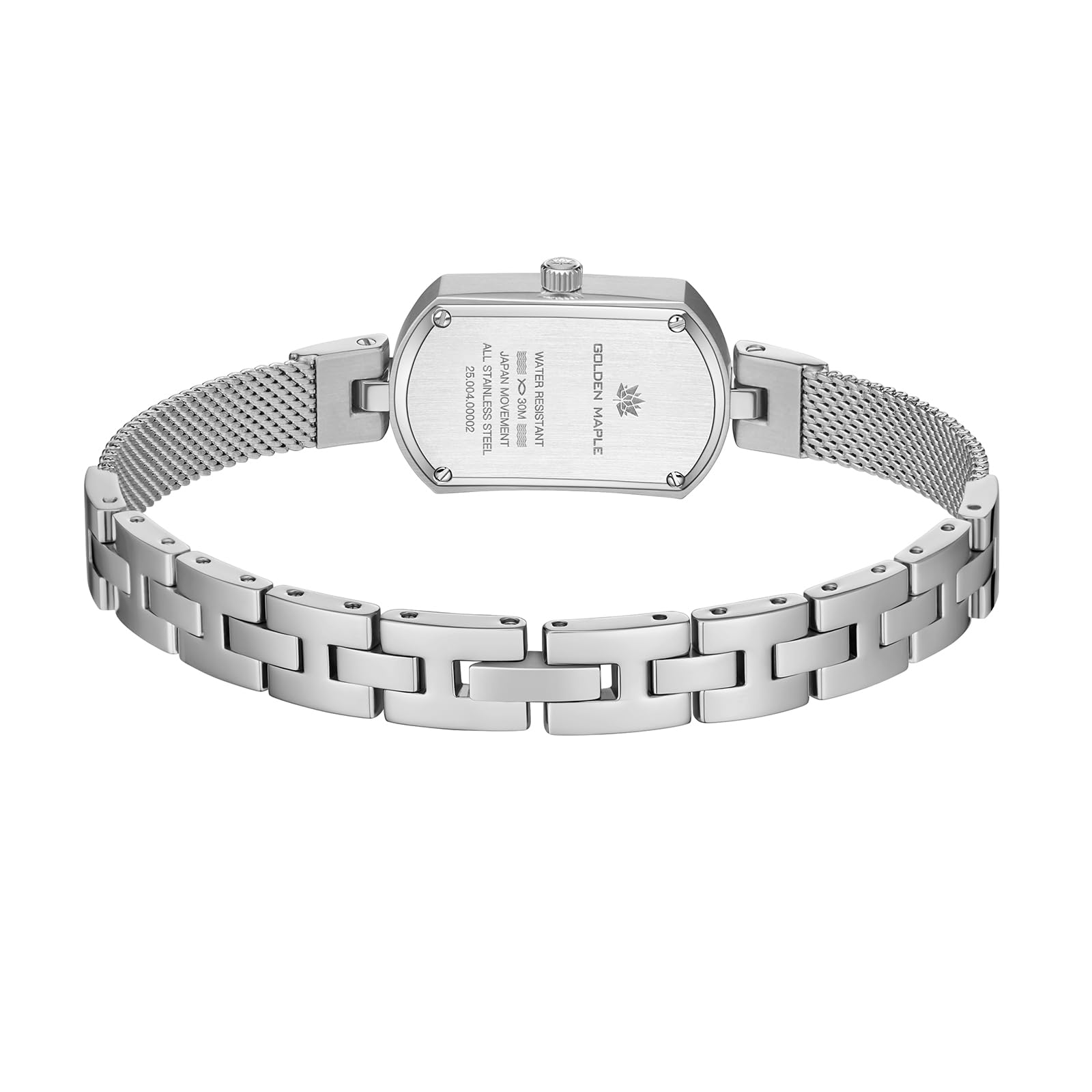 Golden Maple Relojes para mujer, pequeña caja ovalada de acero inoxidable, esfera de madre perla, delicados relojes de mujer, regalos de lujo para ella