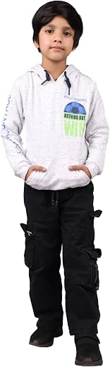 Kidzo Solid Sweatshirt for Boys | Everyday Comfort Sweatshirt | Regular | Light White | 8-9 Years | KIDS14963