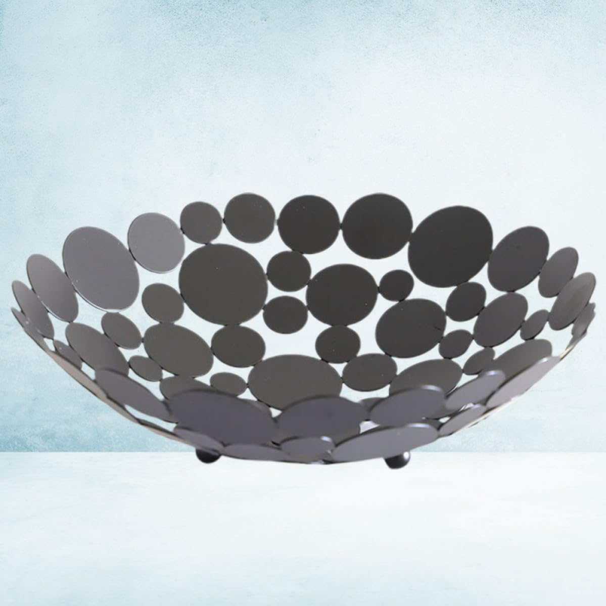 Piatto Portafrutta in Ferro Nero, Elegante, Traforato, per Tavolo