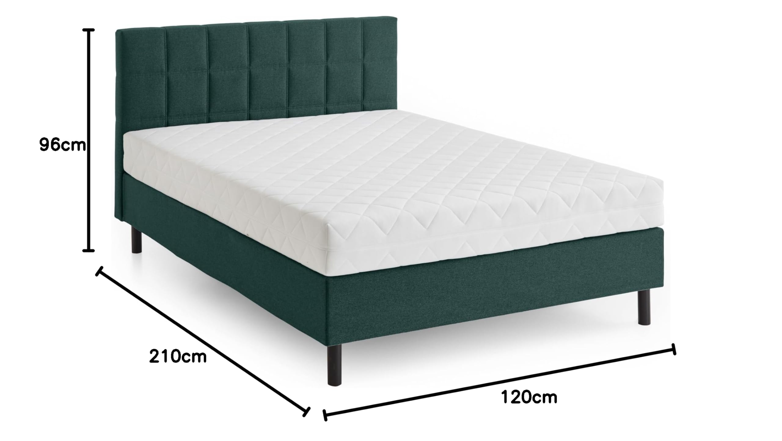 Atlantic Home Collection Letto da boxe Nikola con materasso TFK H3, verde, 120 x 200 cm