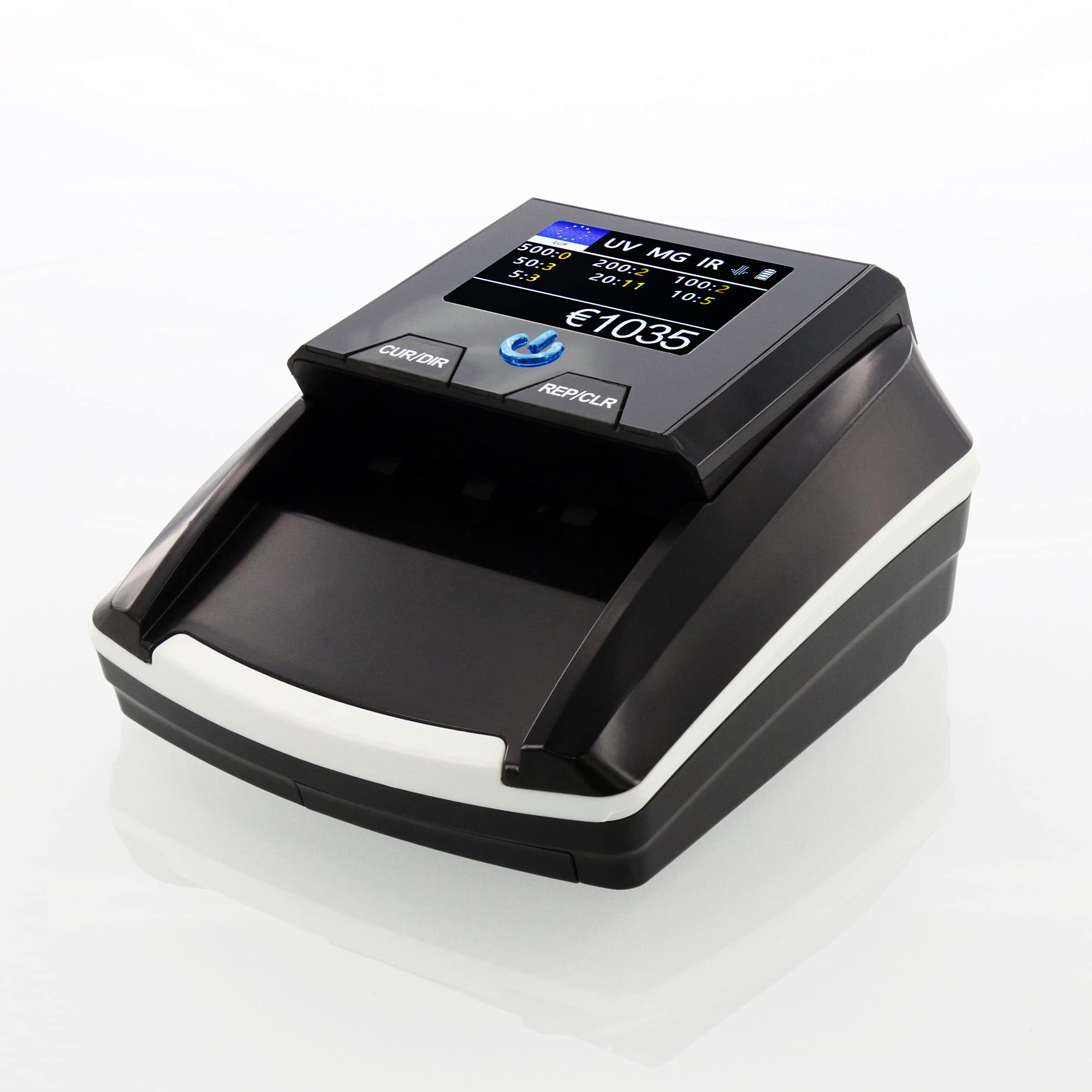 Monepass D8X PRO - Détecteur Professionnel de faux billets Euro avec 8 systèmes de détection et une fiabilité de 100% (test BCE) et Batterie incluse