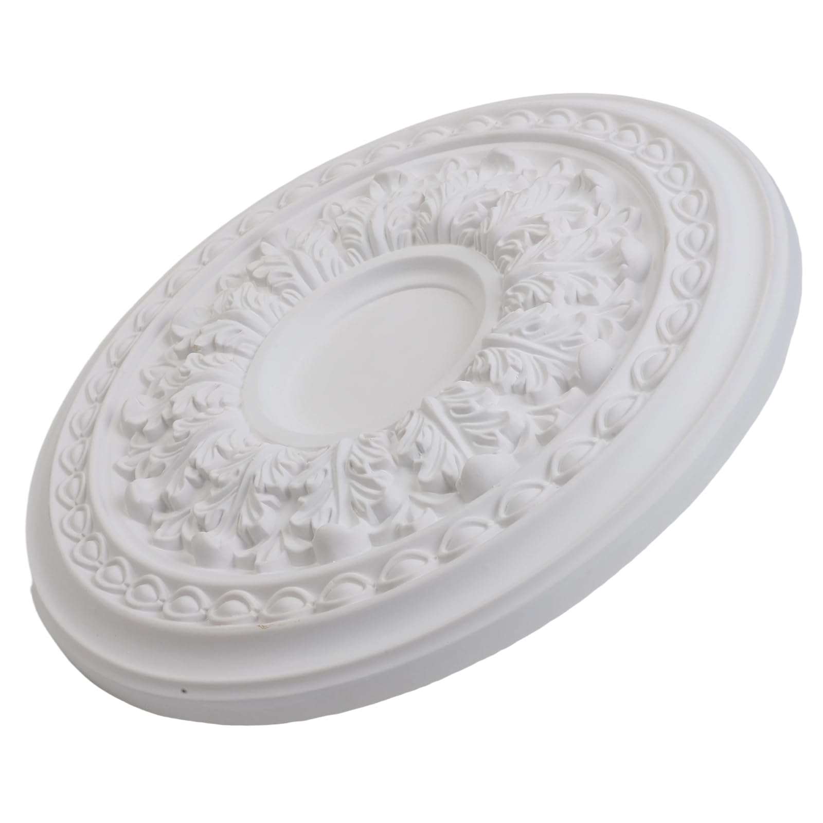 Roseta de estuco para techo, de poliuretano, redonda, 26 cm/35 cm, color blanco, decorativo para el techo (35 cm)