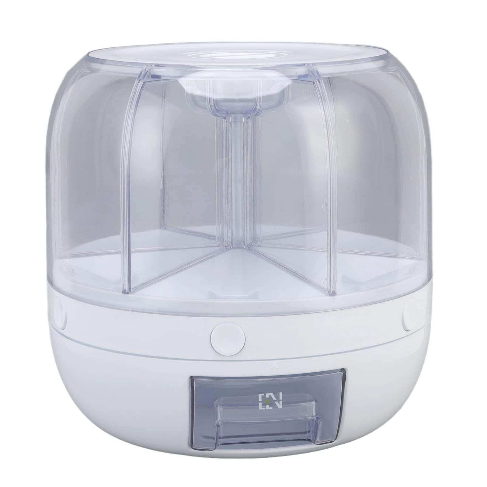 6 Scomparti Dispenser per Alimenti con Rotazione a 360° con Coperchio per Grani PiccoliFagioli, Riso (5 kg), Contenitore per Riso e Grano Food Storage Packaging