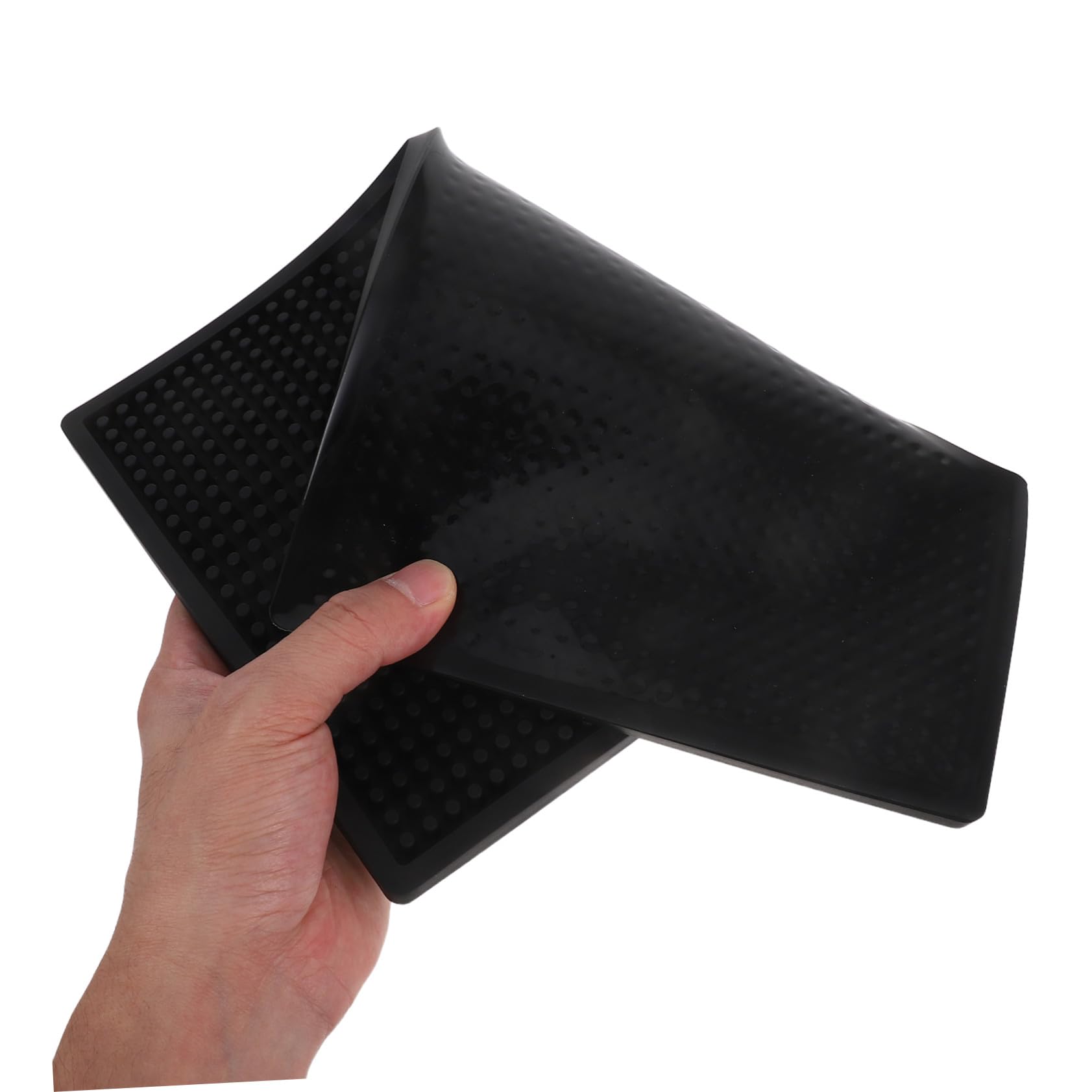 Tappetino Bar in Gomma Nero per Torre Birra, 30, 4x17, 8x2 Cm | Pvc Spesso, Forma Irregolare, Antiscivolo e Resistente al Calore, 1 Pezzo 3 Tappi