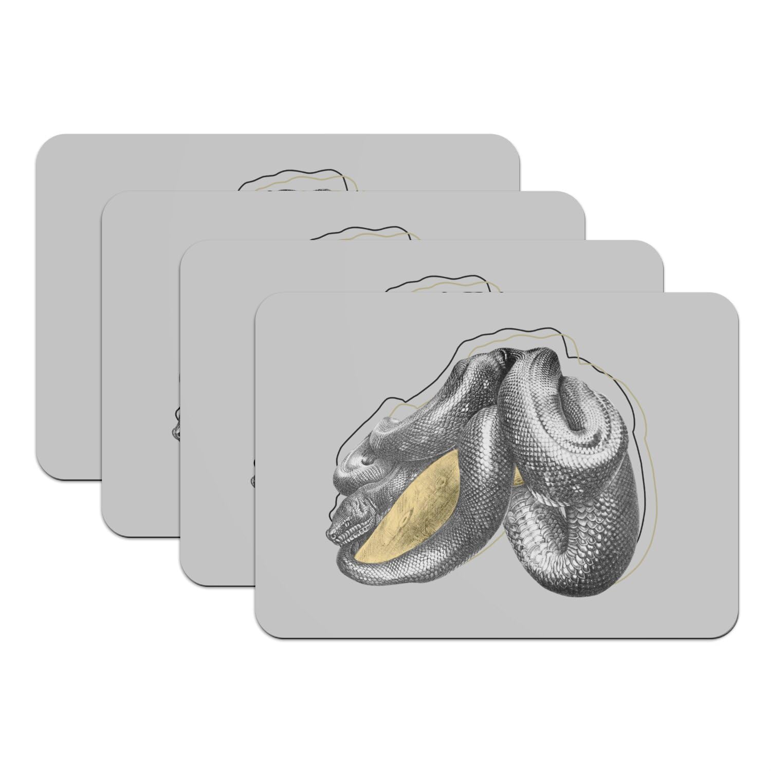 Sets de table python lot de 4 dessous caoutchouc gris grand format