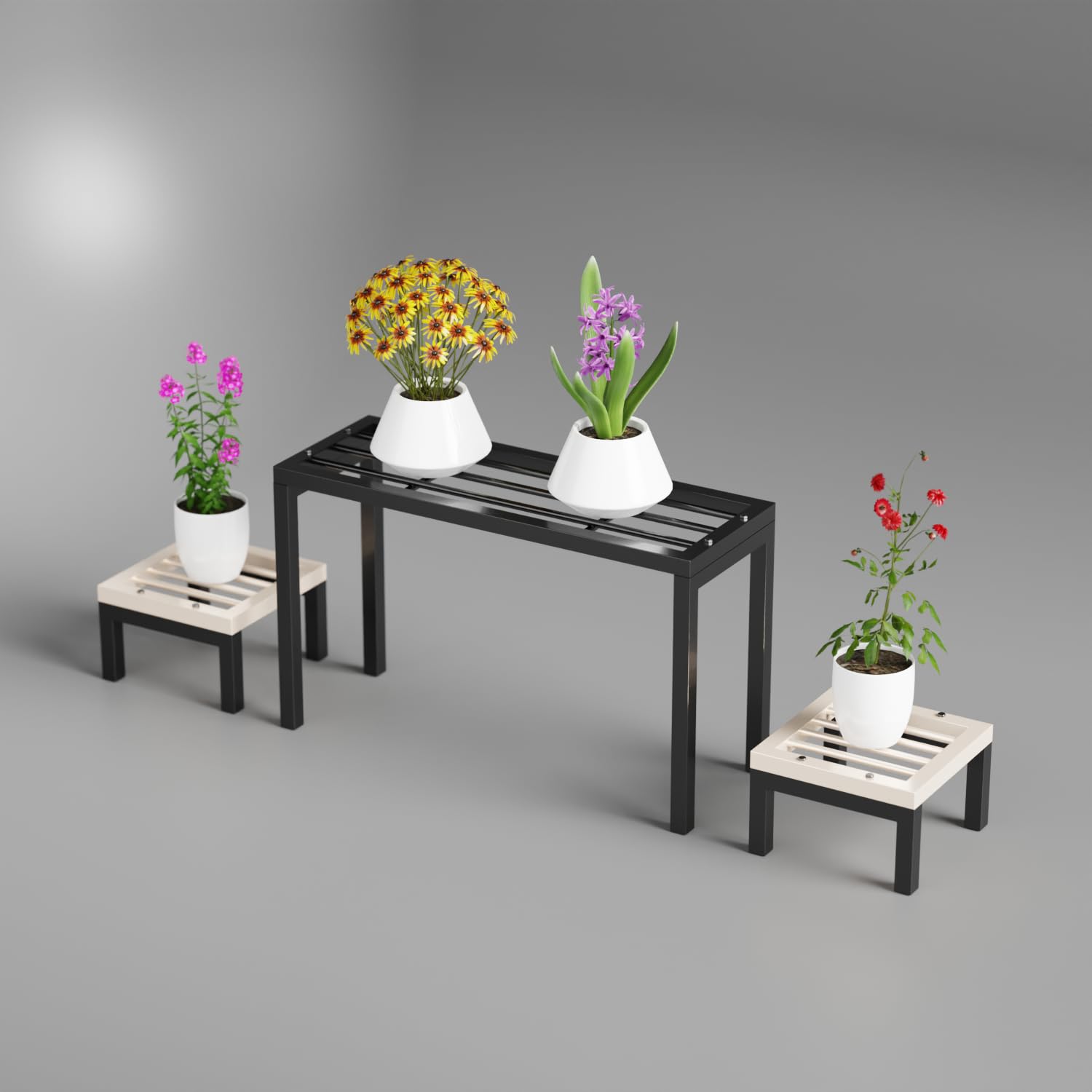 MILAD Plant Stands Metal Indoor Outdoor Flower Pot For Balcony Planter Stands For Home Garden (Black & Ivory, Pack of 3) (B0CTYFD2MK) Amazon Price History, Amazon Price Tracker