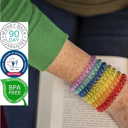 Miniatura 5 de Munchables - Pulseras sensoriales para masticar  Juguetes de bobina antiestrés (tintas, juego de 7)