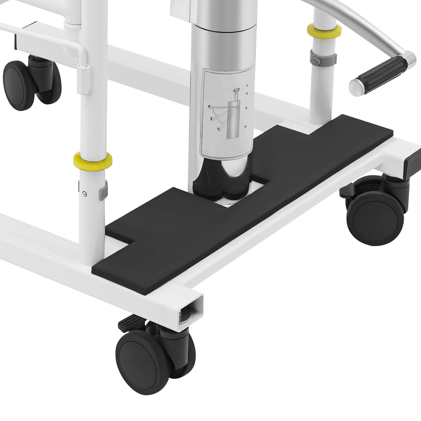 Sollevatore idraulico per pazienti, multifunzione, per anziani, portata 150 kg, sedile diviso a 180°, regolabile in altezza, per WC, letto, trasferimento, nero e bianco