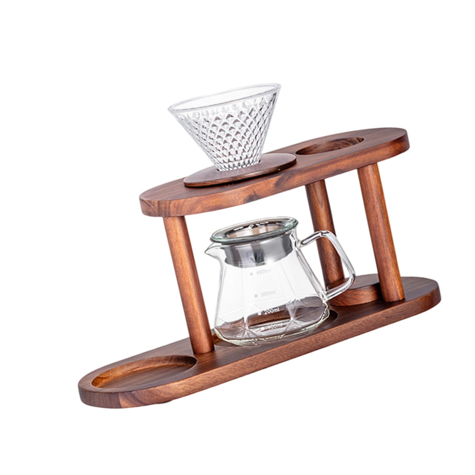 Qusinfc Contemporary Coffee Dripping Station with Changeable Parts and Scandinavian Aesthetic Space Saving Coffee Maker Glass Filter