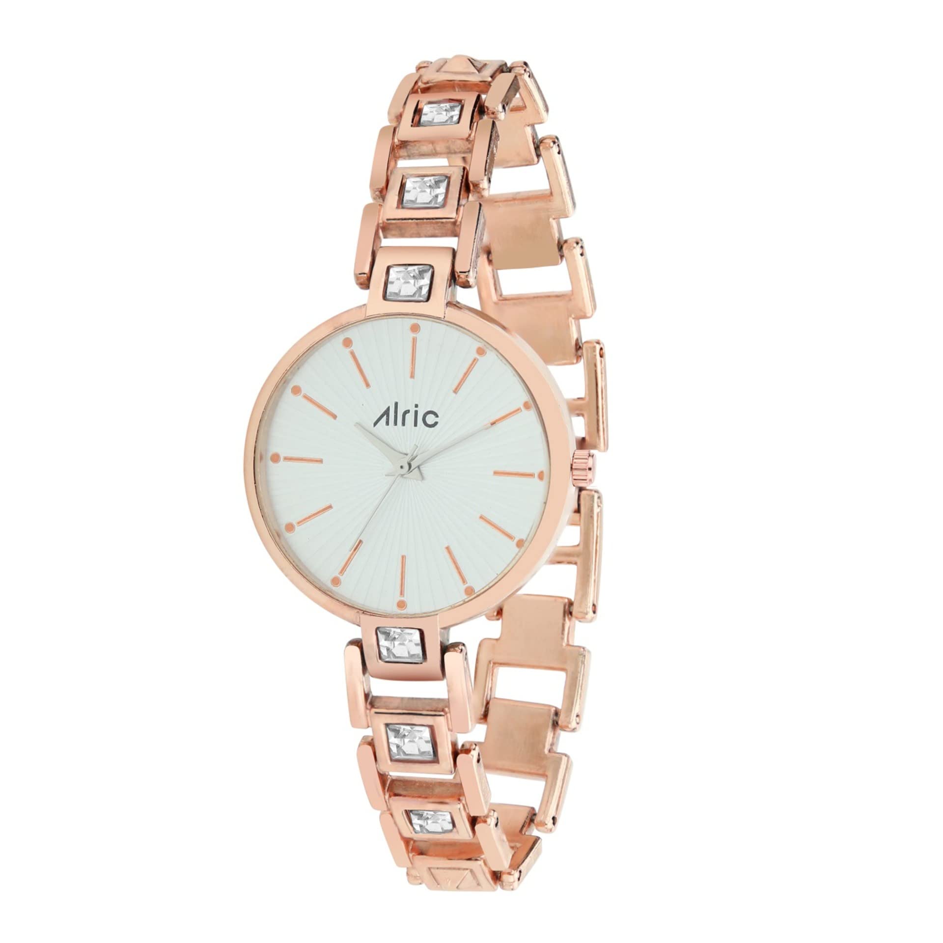 Alric Brand Watch for Women’s CZ & Stone Studded, Metal Strap Watches for Women, Rose Gold & White Ladies Hand Watch Grace Wrist Watches for Girls are Stylish Watch for Women and Female of All Ages (B09W9KSS1L) Amazon Price History, Amazon Price Tracker