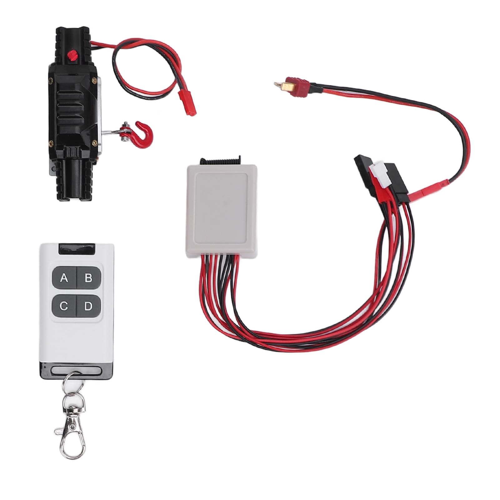 Wciągarka Samochodowa RC z Dwoma Silnikami, Konstrukcja ze Stopu Aluminium i Pilotem do Ciężarówek Gąsienicowych w Skali 1/8 1/10, Napięcie Robocze 5 V–11 V, Siła Uciągu 8–15 Kg