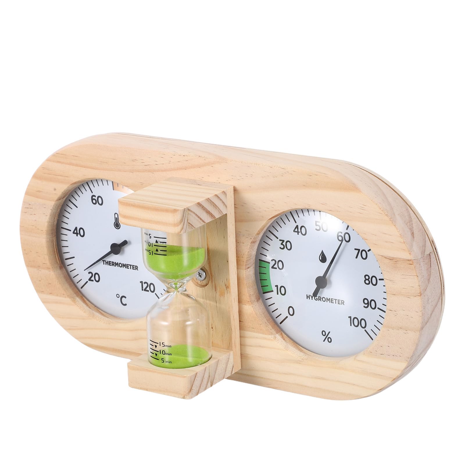 Sauna und Glas Hygrometer Thermometer mit 15 Minuten Sanduhr für Gleichzeitige Temperatur und Luftfeuchtigkeitsmessung in Privaten Sauna