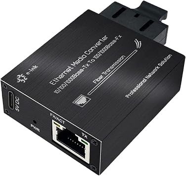 Ultra Small Single Mode Gigabit Fiber Media Converter Micro Mini Ethernet to Fiber Optic Converter 10/100/1000Base-Tx to 100/1000Base-FX Built-in Duplex SC Fiber Module 20kmSM1310nm