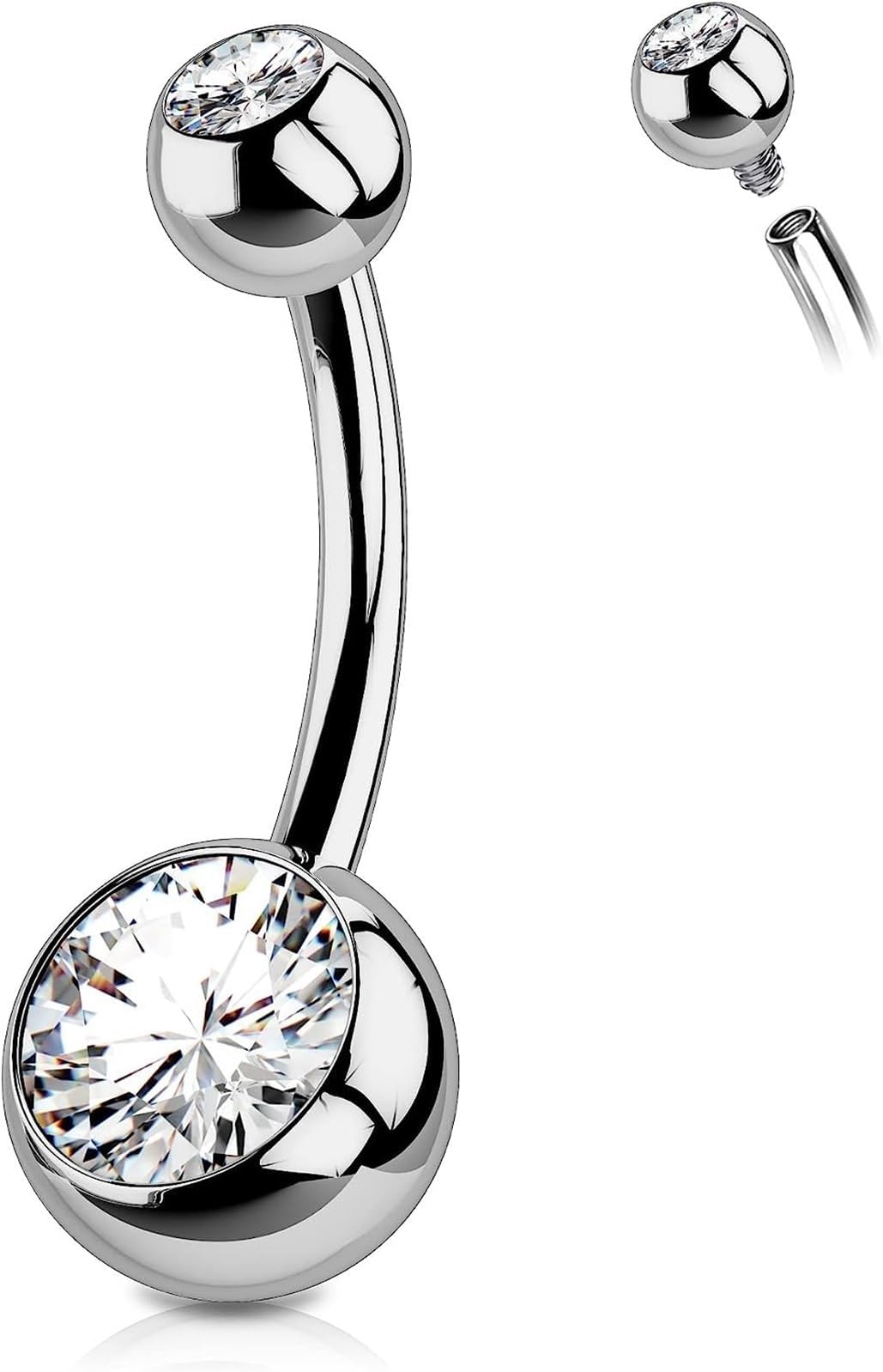 Titanium Belly Button Rings Internally Threaded Navel Piercing Jewelry Round Belly Ring for Women
