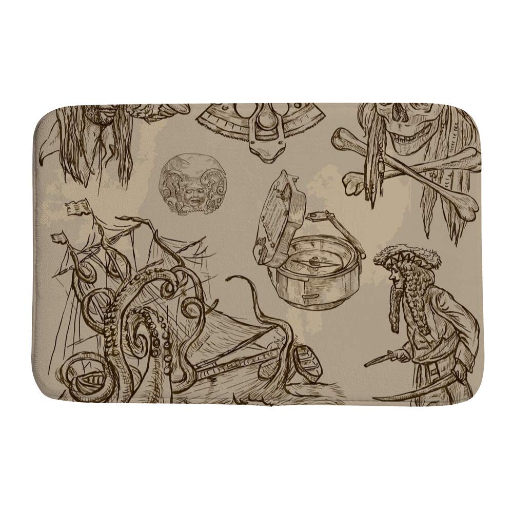 Tapis de bain Buccaneers pour éviter les glissades avec style marin rétro