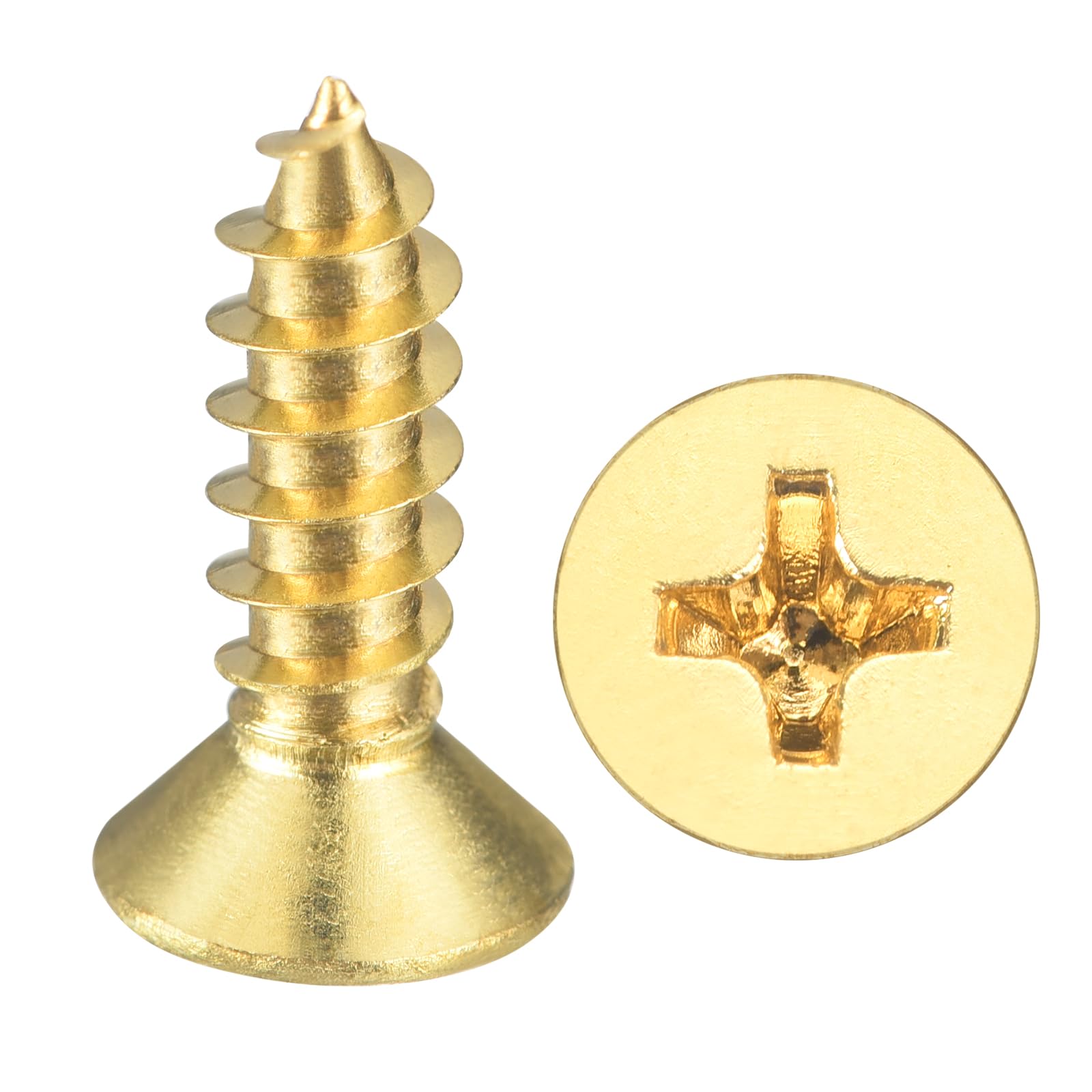 METALLIXITY Countersunk Phillips Wood Screws (#3x5/16") 25Pcs, Carbon Steel Coarse Thread Phillips Drive Flat Head Wood Screws - for Furniture Installation Repair, Brass
