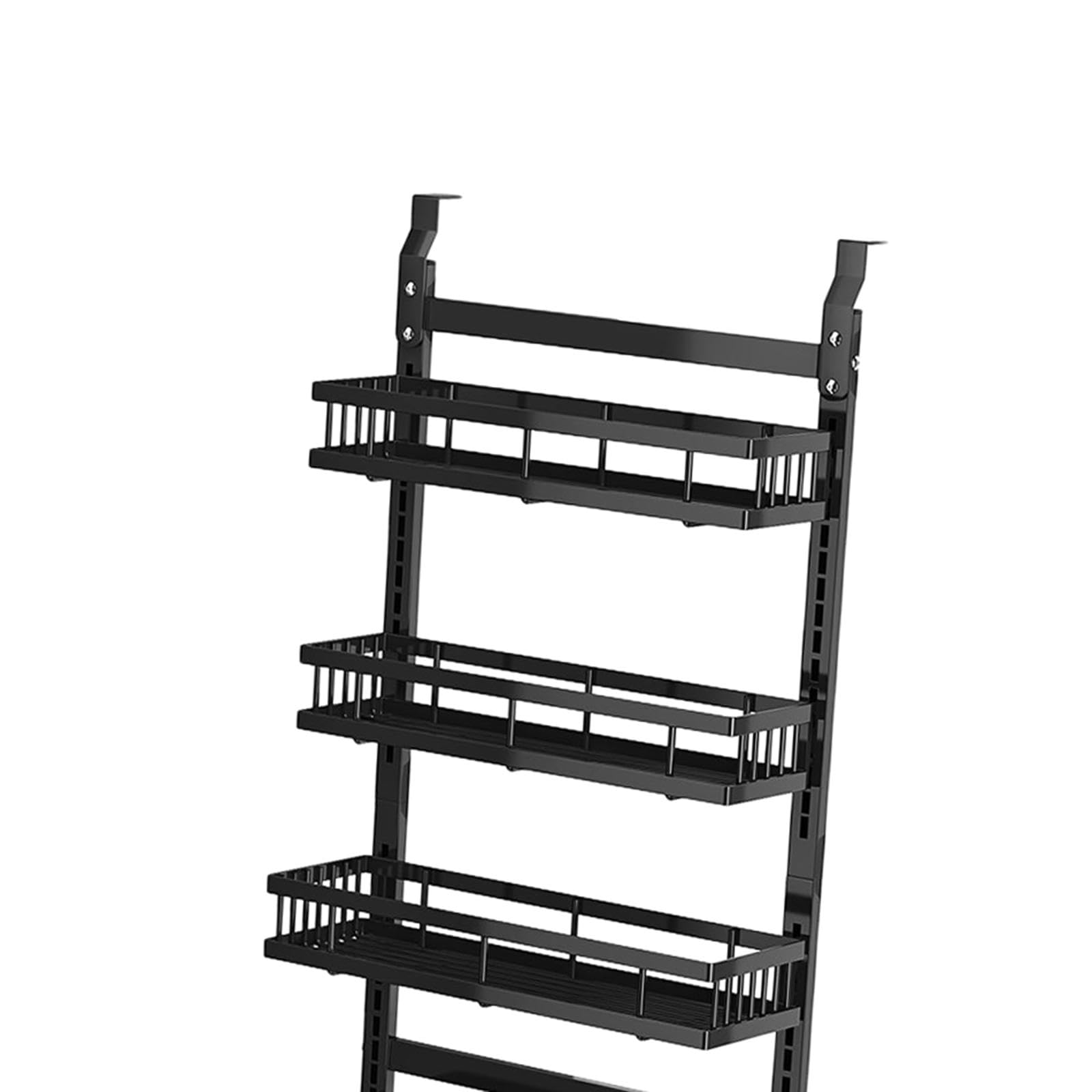 Organizador de Despensa de 6 Niveles sobre La Puerta, Organizador de Puerta de Despensa, Fácil de Instalar, Estante de Especias Colgante Negro,