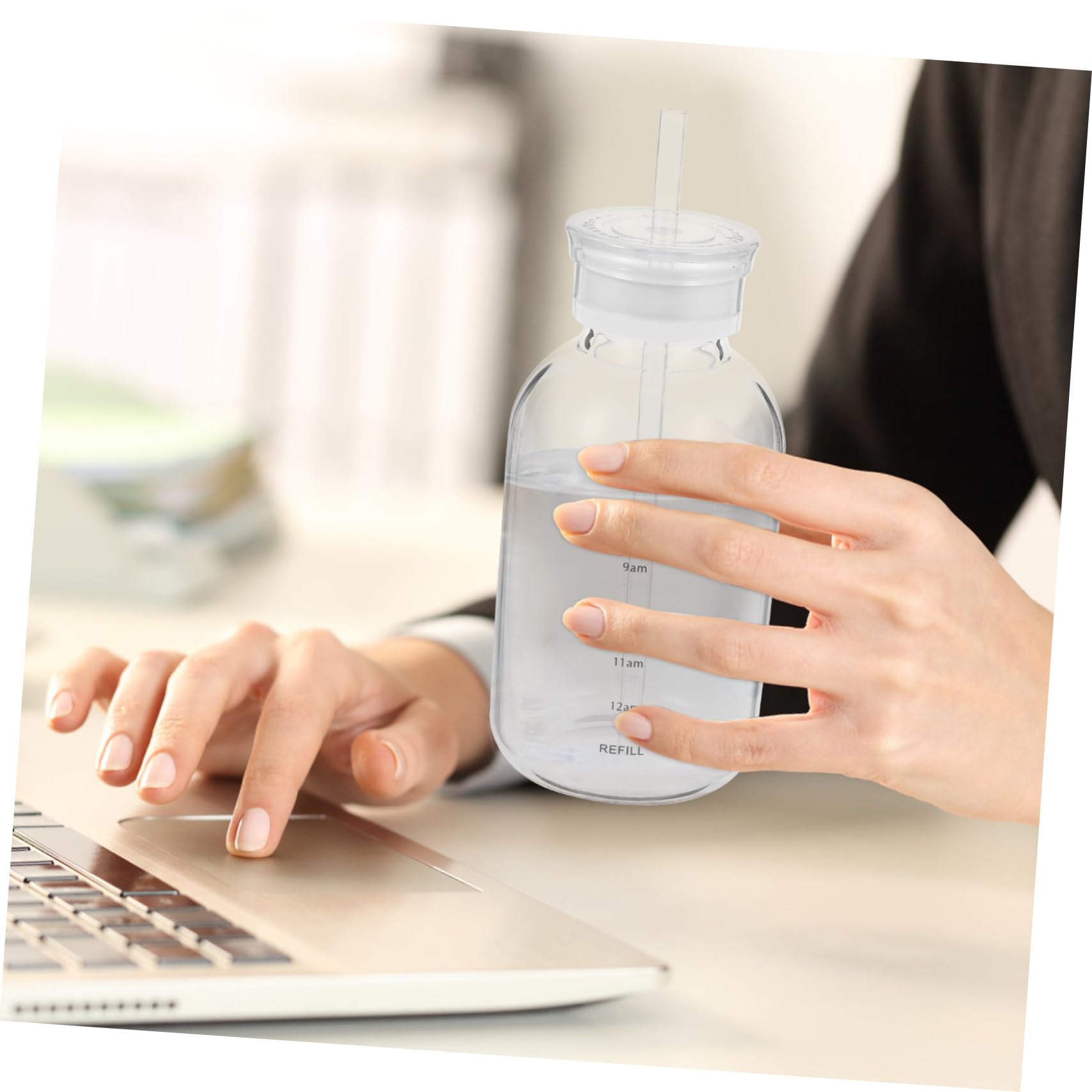 HOLIDYOYO Multi-use Straw Cup Large Glass Water Bottle Tumbler with Lid for Juice Milk Tea