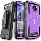 Moto Z2 PLAY / Z2 Force Case, COVRWARE [Aegis Series] w/ Built-in [Screen Protector] Heavy Duty Full-Body Rugged Holster Armor Case [Belt Swivel Clip][Kickstand] for Moto Z2 PLAY / Z2 Force, Purple