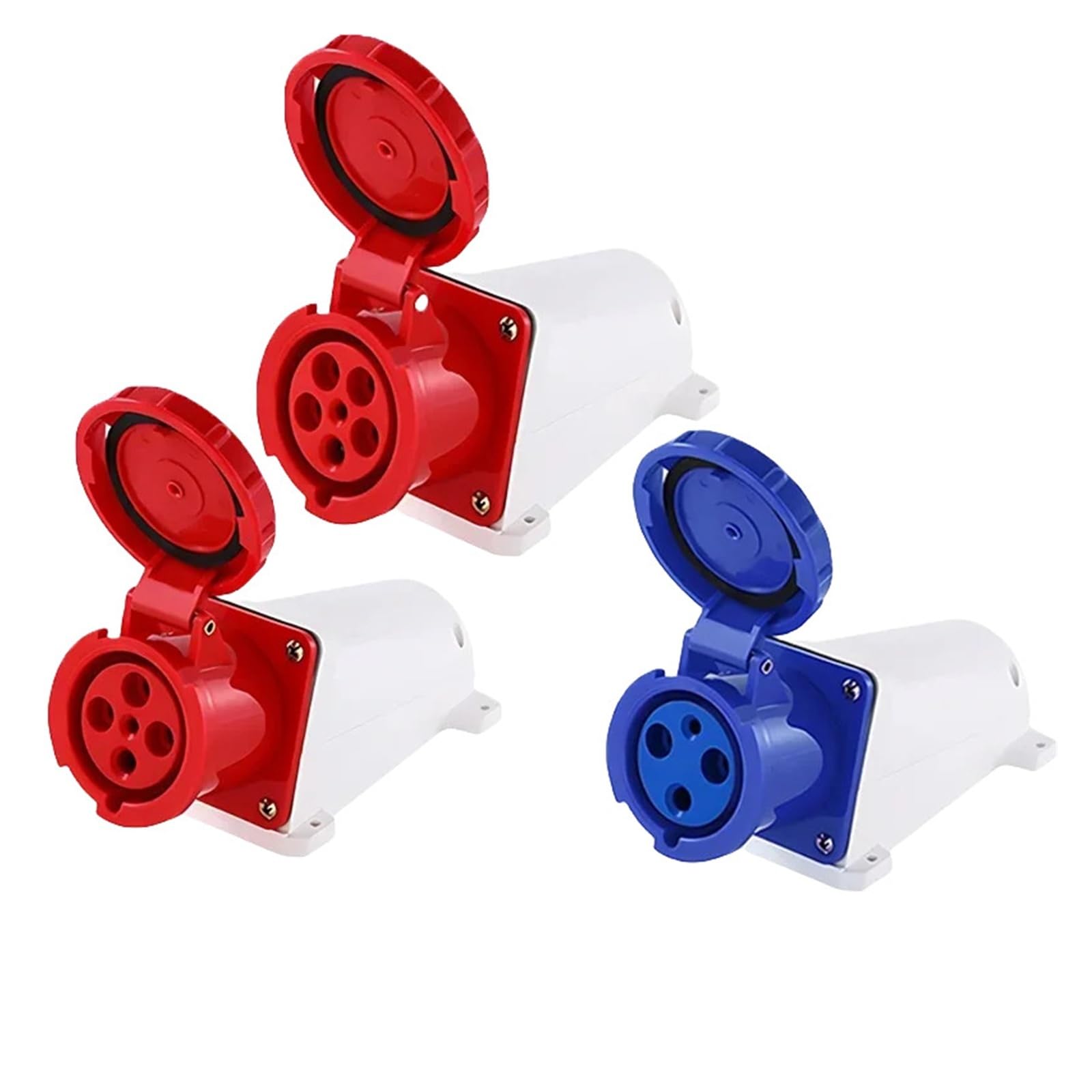 5/10 PCS Industriestecker 3P/4P/5P Elektrischer Anschluss 16A/32A/63A/125A IP44/IP67 Wandsteckdose Panle-montierte Steckdose(32A Plug,5 PCS-3P)