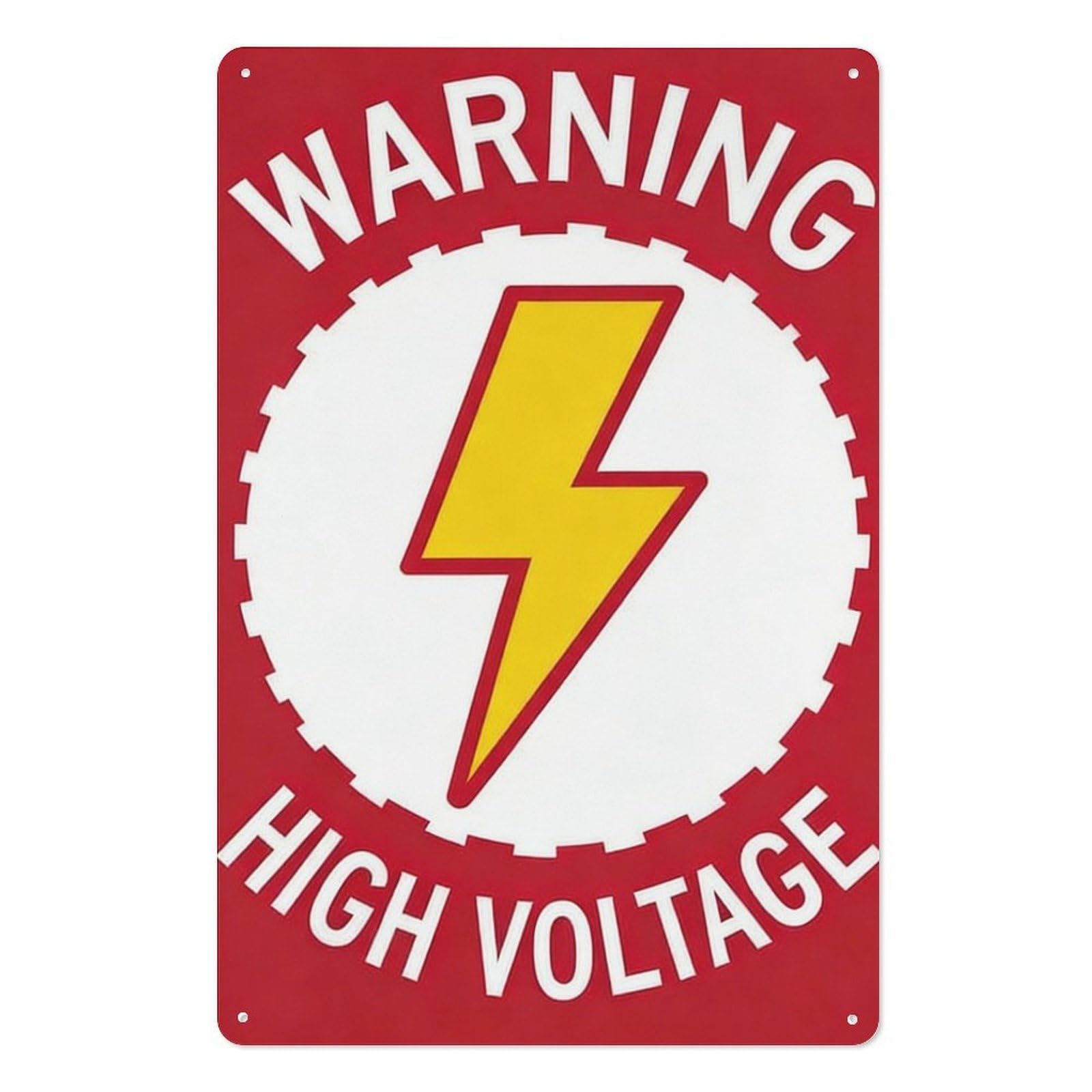 peiyeety Warning High Voltage Metal Tin Sign – 8x12 Inch Decorative Wall Decor, Industrial Style Novelty Plaque, Vintage Safety Theme Metal Wall Art