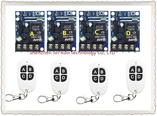DC12-48V 12V 24V 36V 48V 1CH 10A RF Wireless Remote Controller Relay Switch System 4 Receiver& 4Transmitter Light ON Off