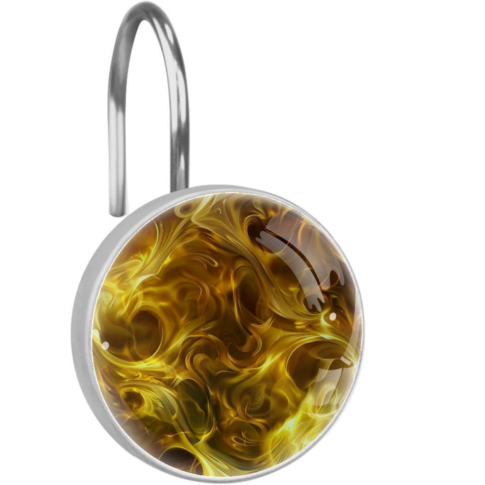 Anillos de cortina de ducha de acero inoxidable Golden Fire redondos de cristal