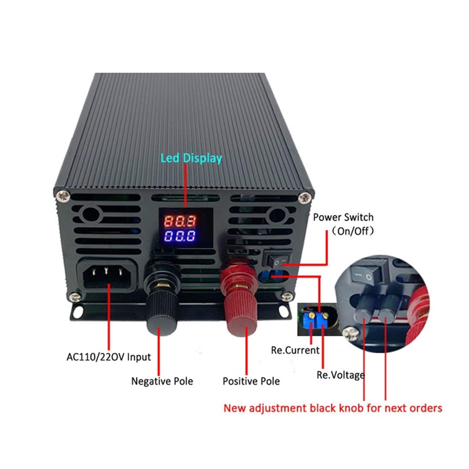 Regulowany zasilacz impulsowy DC 1500 W, wyświetlacz cyfrowy, napięcie i prąd, regulowane zasilanie, zakres od 0-12 V do 80 Z funkcją pamięci(28V)