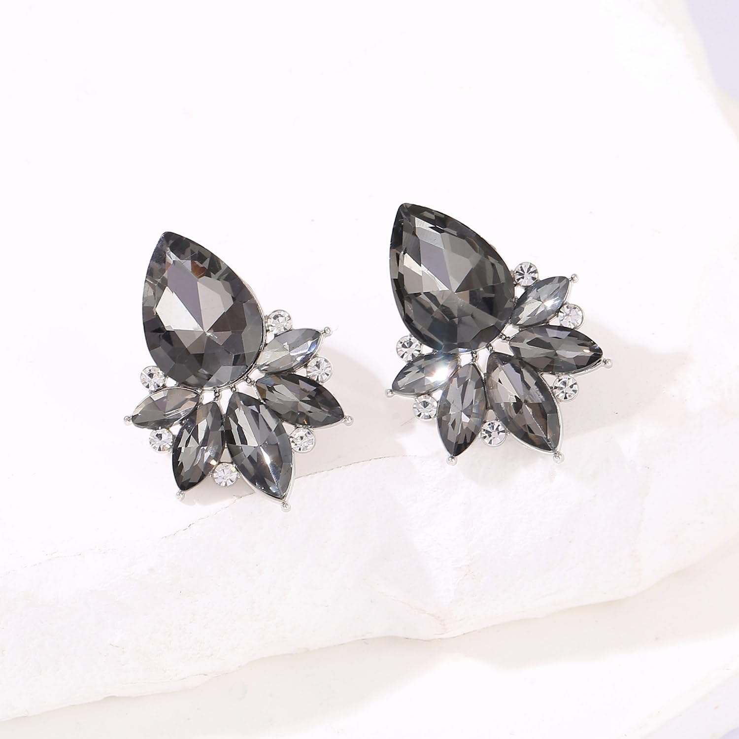 Vintage Rhinestone Earrings Fancy Crystal Cluster Drop Earrings Art Deco Earrings for Women - Image 6