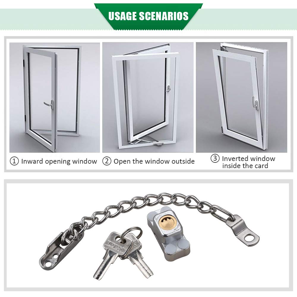 Fenster- und Balkontürsicherung, Sicherheits-Türkette, Türkette abschließbar, Ketten Fenster Türriegel für Baby und Kind Sicherheit, 16,5 cm Länge, Aluminiumlegierung Material ( Color : 4X )