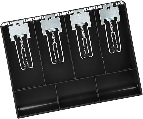 Miniatura 8 de Caja de efectivo Caja de 3 colores Caja registradora Cajón Inserción Bandeja de repuesto Caja de cuatro cajas con clip de metal (negro)