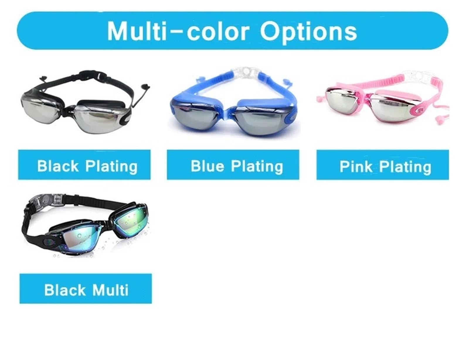 Gafas de natación profesionales Para Deportes | Hombres Mujeres impermeables antivaho piscina gafas de natación for adultos gafas de agua ajustables