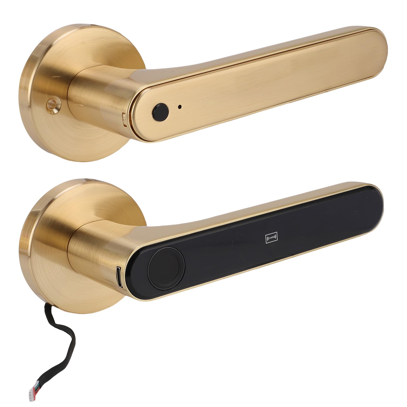 Cryfokt Lock de Entrada de Puerta Inteligente, Cerradura de Puerta Dactilar de Huellas Dorada