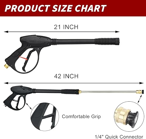Miniatura 3 de Youxmoto Kit de pistola y manguera para lavadora a presión con varita de extensión, manguera de 26 pies (26.2 ft), 5 puntas de boquilla de conexión