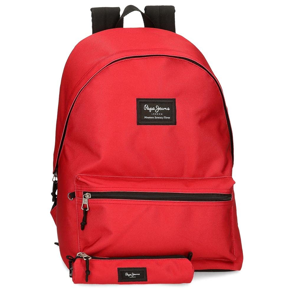 Pepe Jeans Aris Laptop Backpack and School Case 15.6" Red 31x44x17.5cm Polyester 30.01L, red, Laptop Backpack + School Case