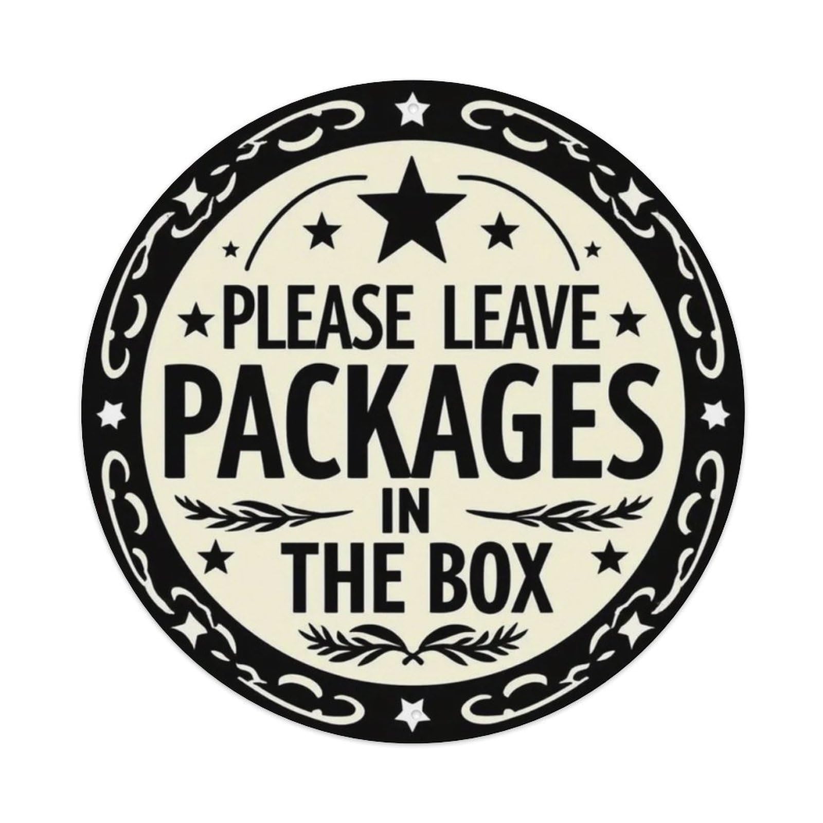 Please Leave Parcel in Box Round Tin Sign Vintage Metal Sign Home Bar Garden Wall Decor Metal Poster 8x8 Inch