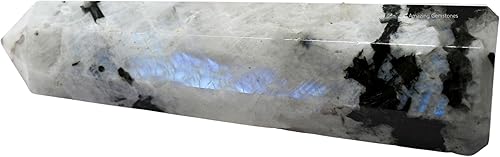 Miniatura 3 de Torres de cristal de piedra lunar arcoíris  Obelisco de punto de cristal curativo natural para curación de Reiki y cuadrícula de cristal (3 a 4