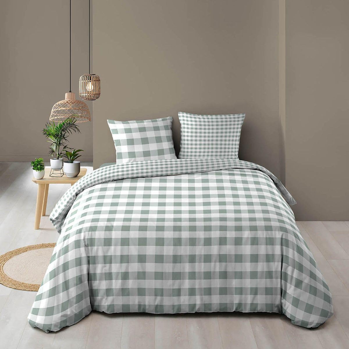 Douceur d'Intérieur, 3-Piece Bedding Set (240 x 220 cm) Victory Sage 100% Cotton