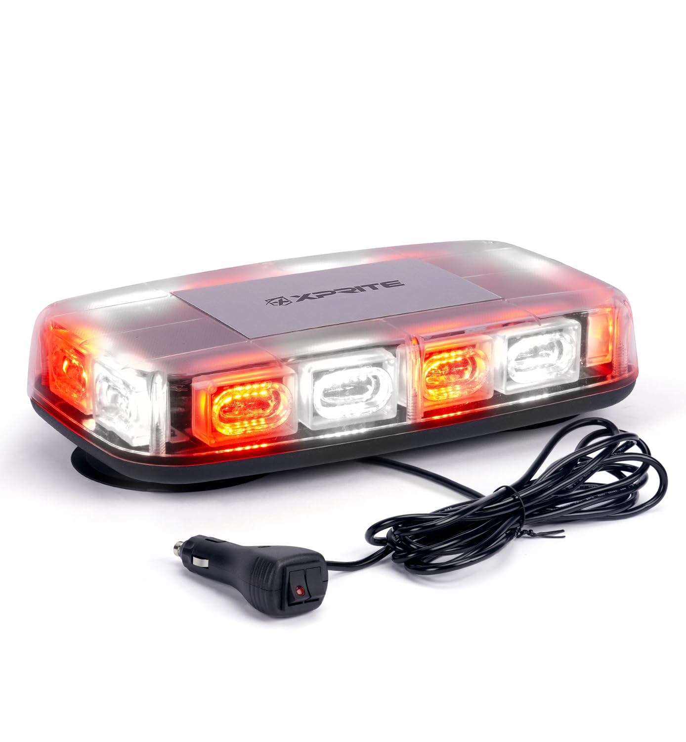 Xprite Upgraded 12" 72LED Rooftop Mini Strobe Lights, Emergency Safety Flashing Beacon Light bar with Magnetic Base for 12V-24V Construction Vehicles, Trucks, Snow Plow, Postal Car (Mix White/Red)
