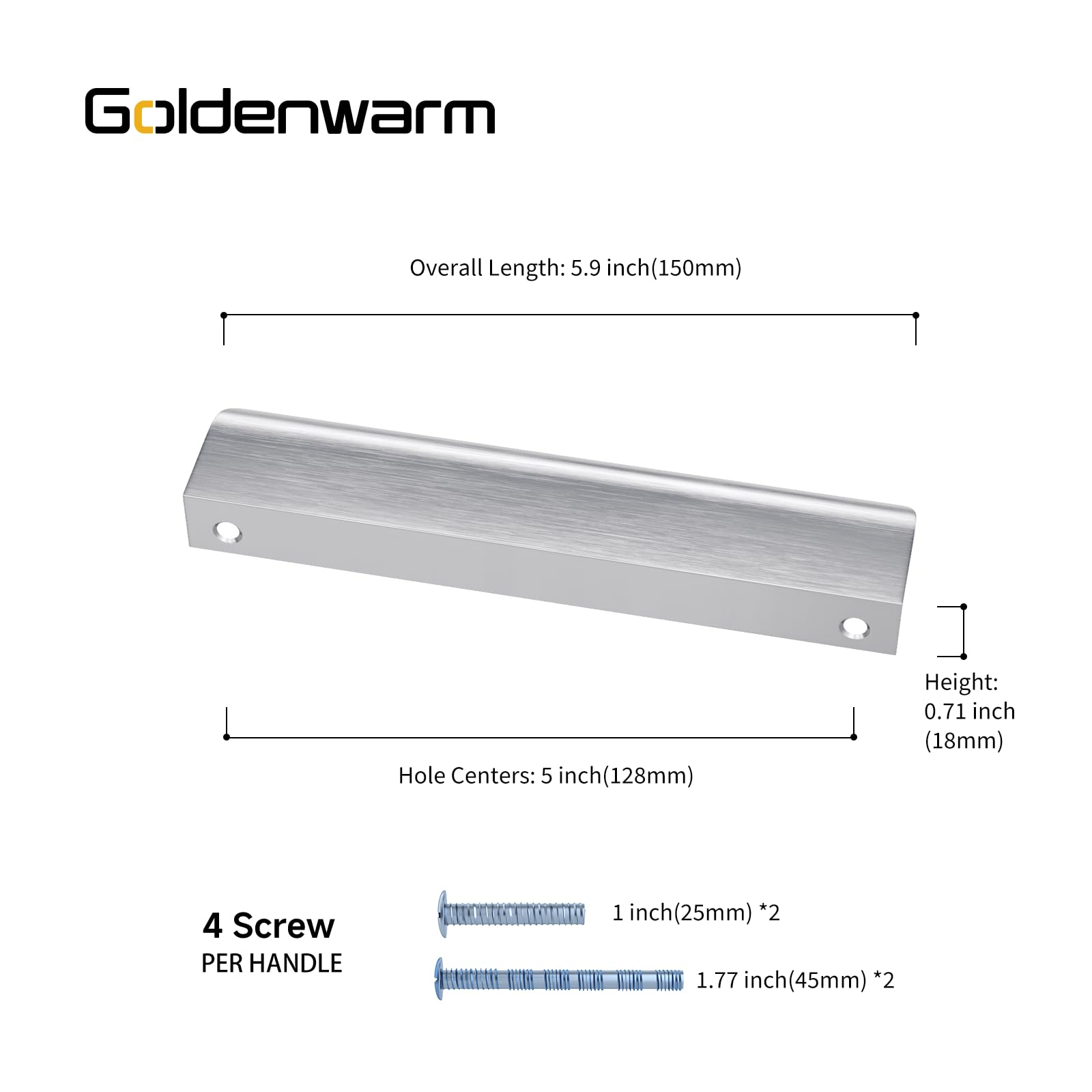 Goldenwarm Lot de 15 Poignee de Meuble Cuisine Poignée Meuble Invisible Noir -LS7027SNB128 Poignée Profil Aluminium Cuisine Brossé en Alliage d'Aluminium Entraxe 128mm