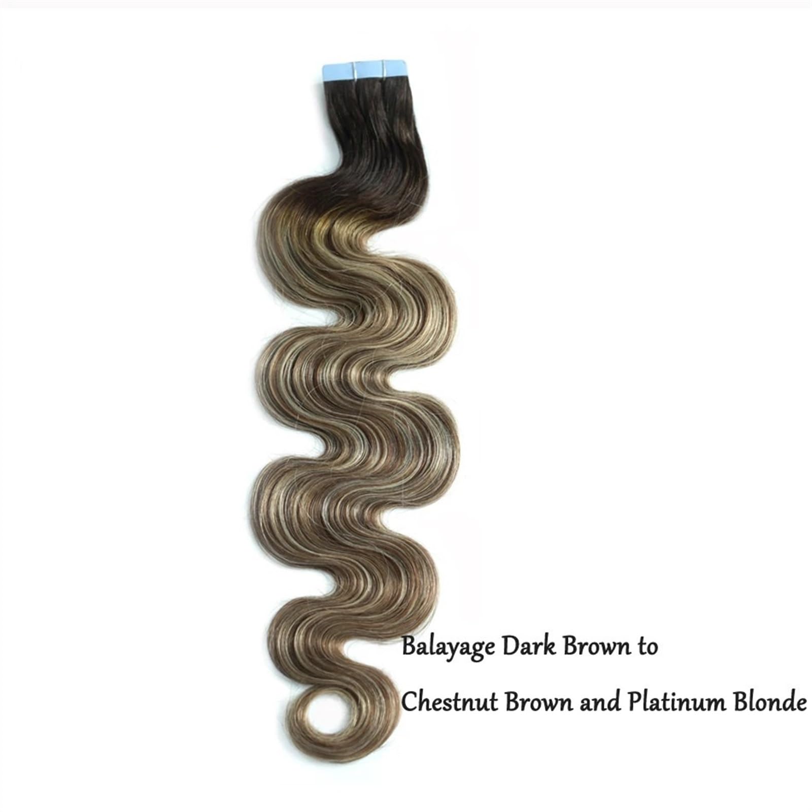 Femmes Bande de vague corps longue dans l'extension cheveux humains brun foncé Extensions de cheveux à bandes adhésives(40Pcs(100G),18 Inch)