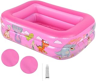 Nadmuchiwany basen dla dzieci, wysokiej jakości brodzik dla dzieci, duży kwadratowy basen, wanna przenośna, wanna dla dorosłych (kolor różowy)