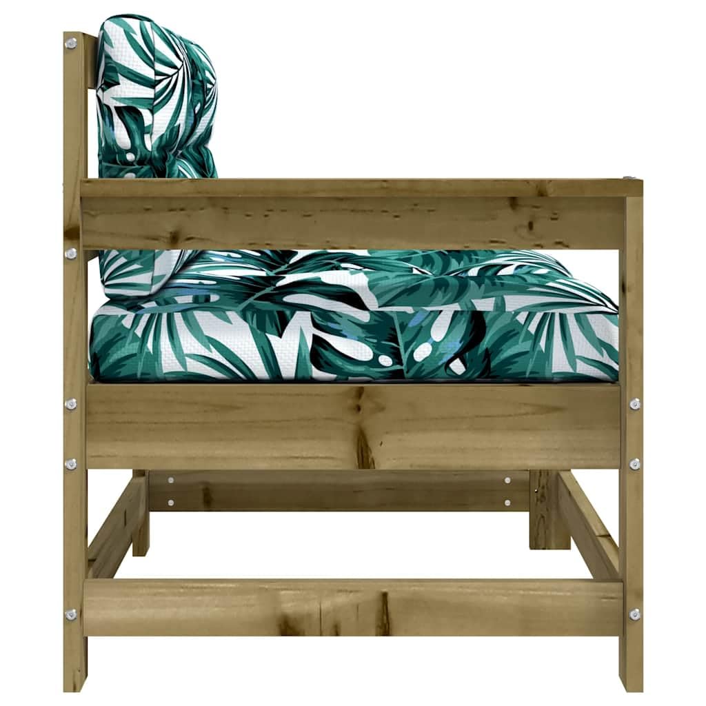 Sillas de jardín con cojines 2 piezas de madera de pino impregnada, diseño de listones con acolchado suave para terraza y jardín, marco de madera resistente, asiento cómodo,