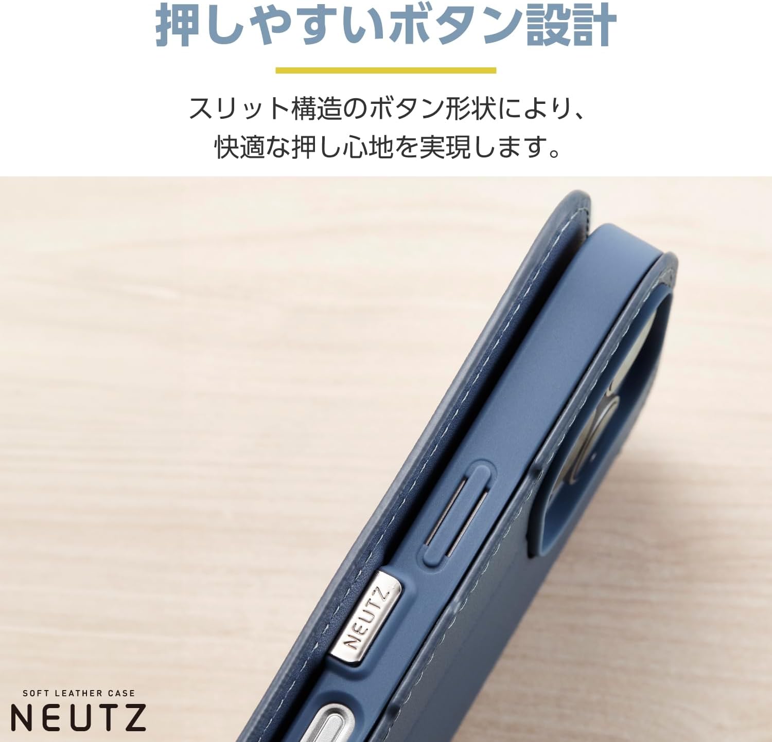 Elecom PM-A24CPLFY2BU iPhone 16 Pro Case Cover Folio Soft Leather Magnetic Card Pocket x 2 Stand Function Wireless Charging Compatible with Strap Hole 4 Square Air Cushion NEUTZ Blue