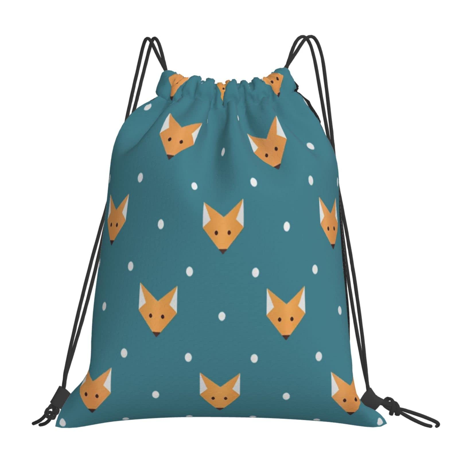 Richugui Cartoon Producer Fox Drawstring Backpack Animal Drawstring Bags Sports Gym String Bag For Women Men Backpacks Training Yoga Bags