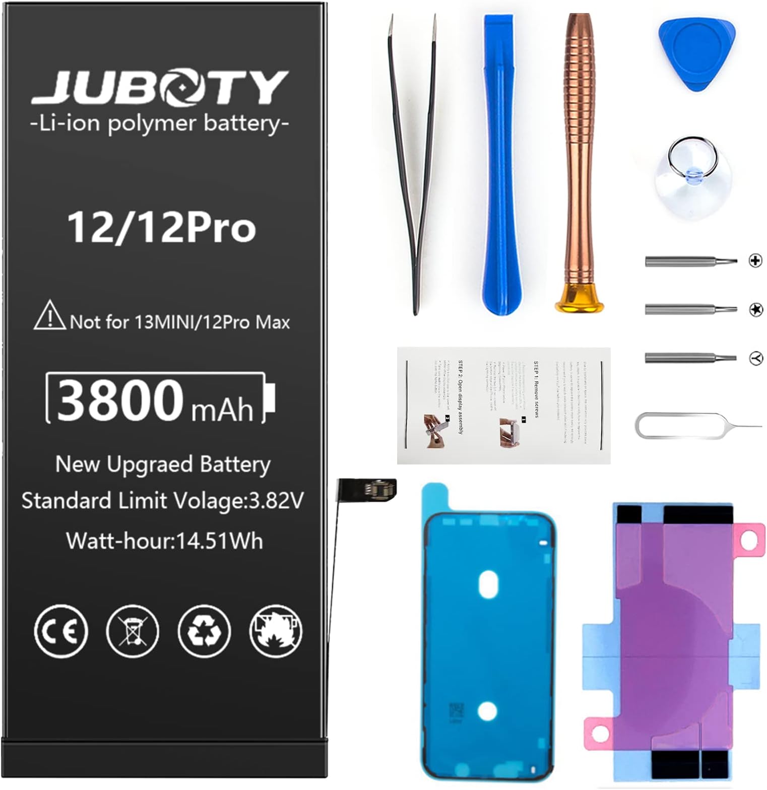 Batterie De Remplacement IPhone 13 Pro 3800mAh - Haute Capacité, 0 Cycle - Avec Kit Outils De Réparation - 8