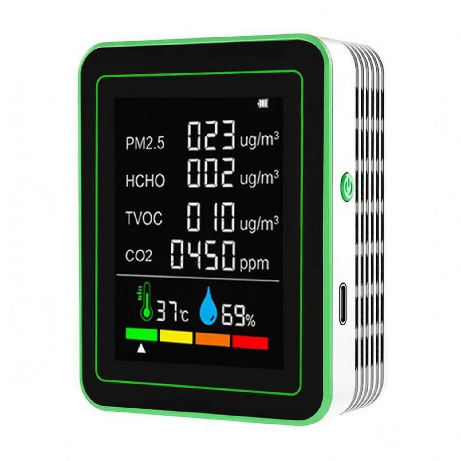 Rechargeable Battery Portable Air Quality Monitor Color Display Handheld Air Quality Monitor Rectangular, Mt26wt White-picture-18