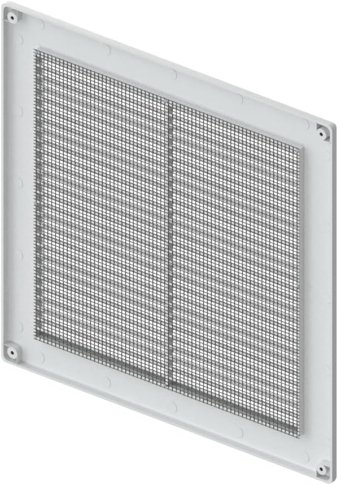 Awenta 10" x 10" Inch Square Plastic White Ventilation Grille with Mesh - Intake, Exhaust, Dryer Soffit Air Vent cap - HVAC Ceiling Register vent cover - Crawl Space Exhaust Wall Vent Hose