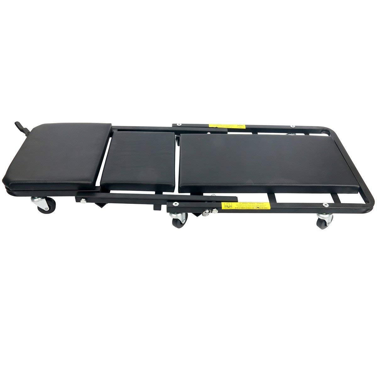 FreeTec Camilla Mecanico, Camilla Taller, Convertible en Asiento Taburete, con 6 Ruedas, 1m de Longitud, Carga Máxima de 150 kg, Negro